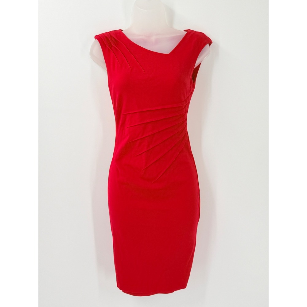 vtg y2k 90s Cache Red Sleeveless Pleated Dress Sz 0 sexy club going out USA chic